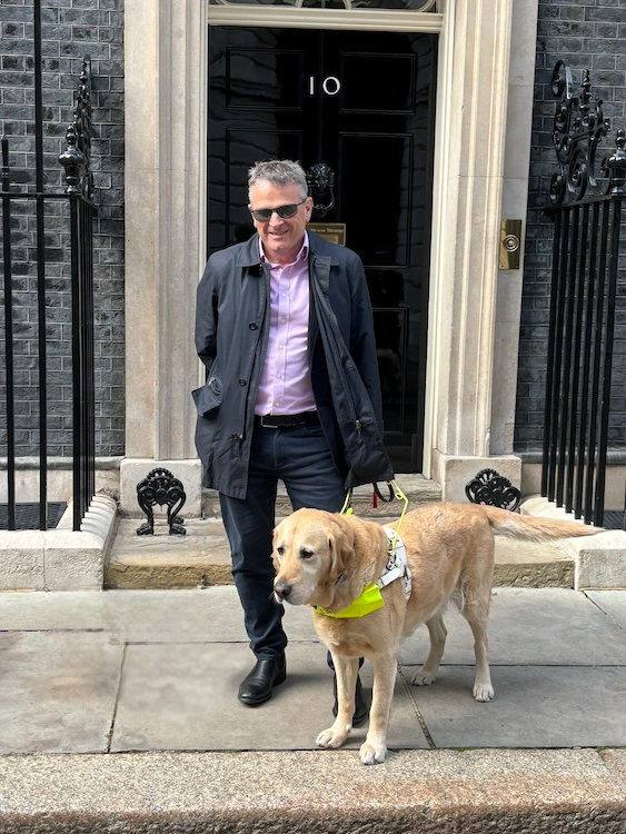 Chris and Valrey outside Downing Street